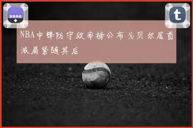 NBA中锋防守效率榜公布戈贝尔居首浓眉紧随其后